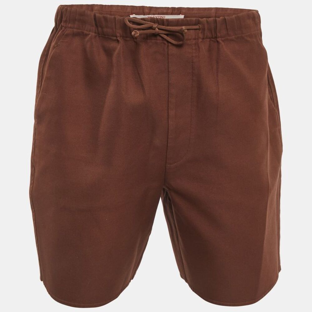 Valentino Brown Gabardine Drawstring Shorts M